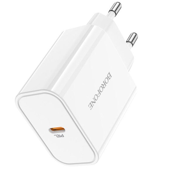 Зарядное устройство Borofone Easy Speed single port charger BA57A Type-C, 20W/3A, PD/QC White (000007891), изображение 2