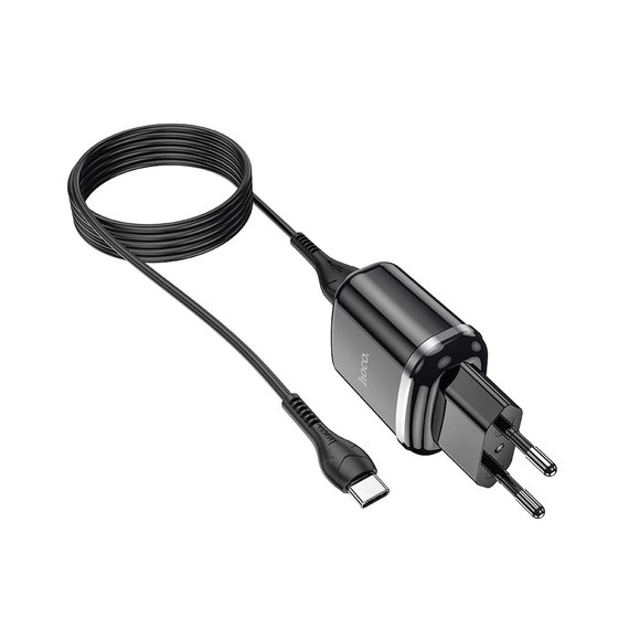 Зарядное устройство Hoco Type-C cable Aspiring dual Port charger set N4 2USB, 2.4A Safety Certified Black (000006291), Цвет: Black, изображение 2