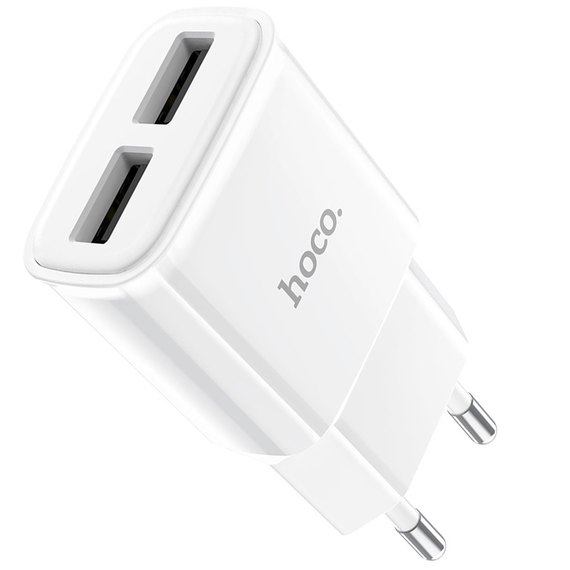 Зарядний пристрій Hoco Type-C Cable Star round dual Port charger set C88A 2USB, 2.4A White (000007951), Колір: White