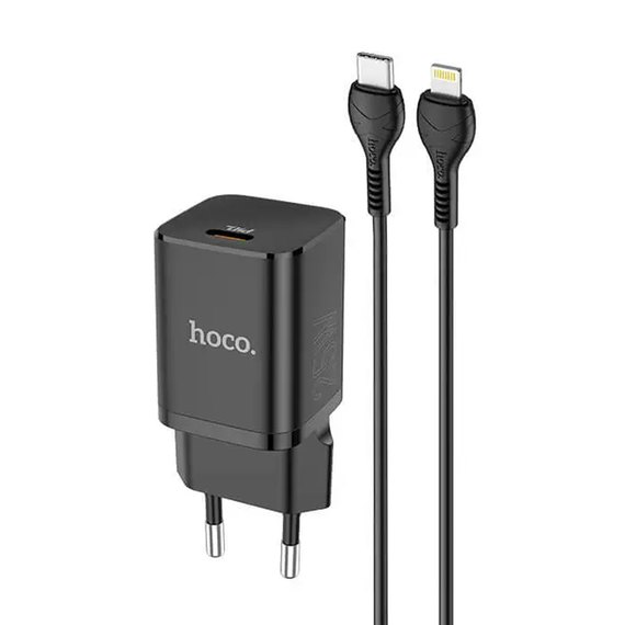 Зарядное устройство Hoco Type-C to Lightning cable Rigorous charger set N19 Type-C, 25W, 3A, QC/PD Black (000007846), Цвет: Black, изображение 3