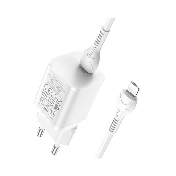 Зарядное устройство Hoco Type-C to Lightning cable Rigorous charger set N19 Type-C, 25W, 3A, QC/PD White (000007847), Цвет: White, изображение 5
