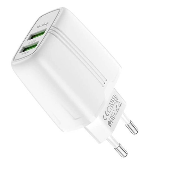 Зарядний пристрій  Hoco Yizhan Dual Port N12 2USB, 3A,QC3.0, 18W White (000007687)