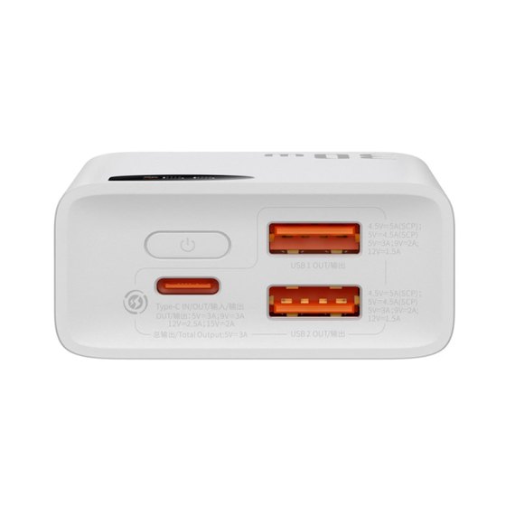Повербанк Baseus Adaman 2 Digital Display Fast Charging 10000 mAh 30W White (6932172610104), зображення 3