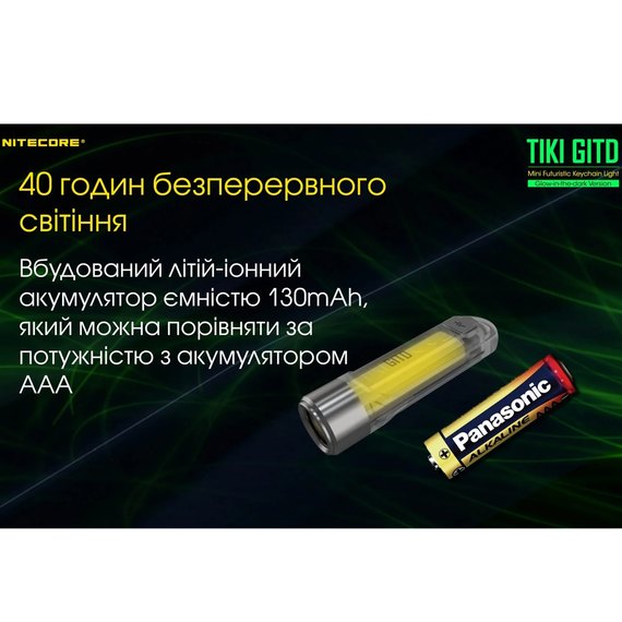 Ліхтар-брелок Nitecore TIKI GITD люмінесцентний з ультрафіолетом (6-1385_GITD_С), зображення 13