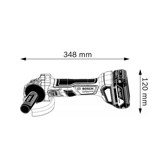 Аккумуляторная угловая шлифмашина (болгарка) Bosch Professional GWS 180-LI (каркас) (06019H9020), изображение 6