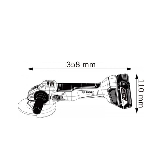 Аккумуляторная угловая шлифмашина (болгарка) Bosch Professional GWS 18V-10 (каркас) (06019J4002), изображение 3