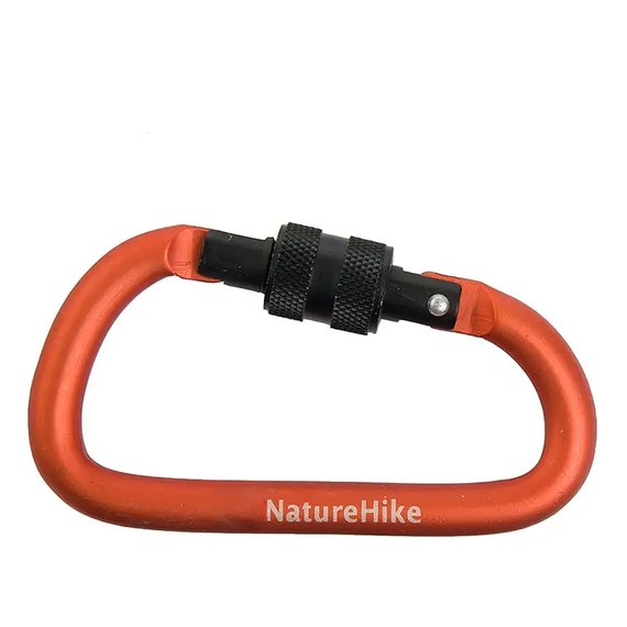 Карабин алюминиевый с муфтой Naturehike D-type 80 мм NH15A008-D, оранжевый (6927595701621), Длина, см: 8 см, Цвет: Оранжевый, изображение 2