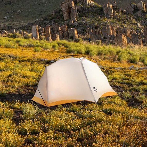 Палатка Naturehike NH21ZP003, сверхлегкая одноместная, серо-желтая (6927595775424), изображение 3