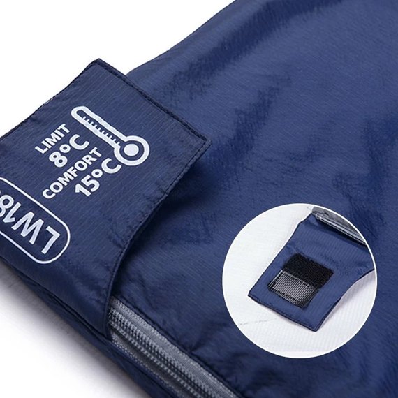 Спальний мішок Naturehike LW180 NH21MSD04 надлегкий, правий, (15°C), p-p XL, темно-синій (6927595788172-R), Сторона застібки: Права, Розмір: XL, Колір: Темно-синій, зображення 5