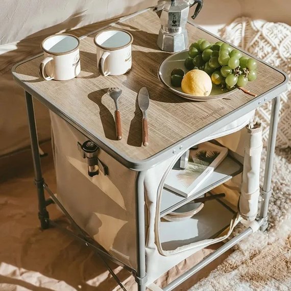 Стол раскладной с полками Naturehike CNH22JU031, бежевый (6975641888895), изображение 5