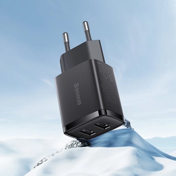 Зарядное устройство Baseus Compact Charger 2U 2USB, 2.1A/10.5W Black (000009749), изображение 8