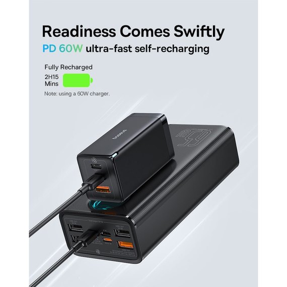 Повербанк Baseus Amblight Digital Display Fast Charge Power Bank 26800mAh Cluster Black (P10022402113-00), изображение 12