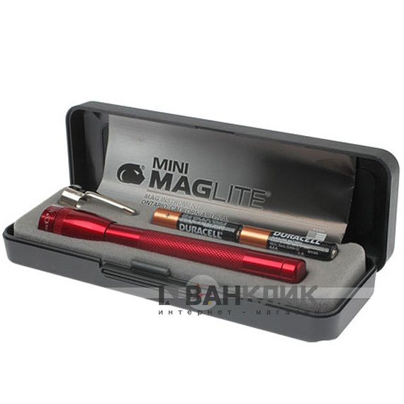 Фонарь Mini Maglite AAA (красный), карманный клип и 2 батареи (M3А032R), изображение 3