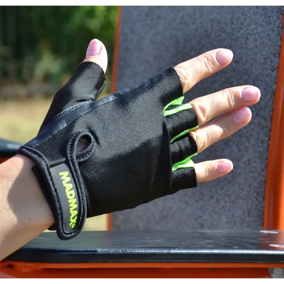 Перчатки для фитнеса MadMax MFG-251 Rainbow Green XS (MFG-251-GRN_XS), Размер: XS, Цвет: Чёрный/Зелёный, изображение 2