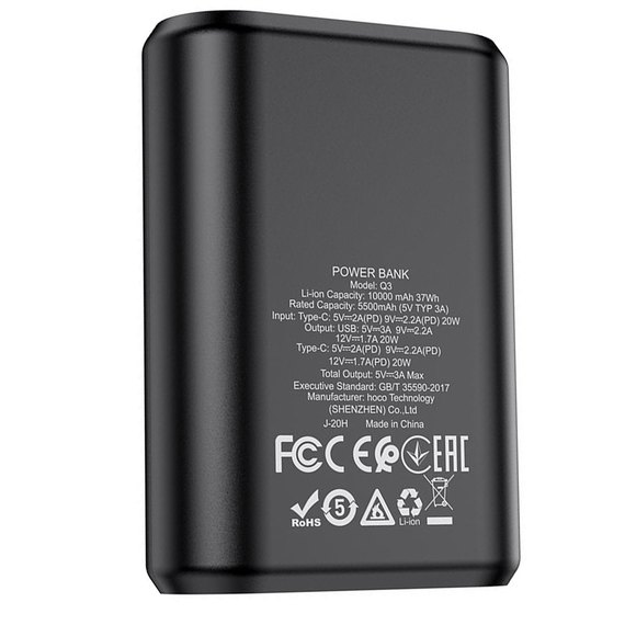 Повербанк HOCO Q3 Mayflower 10000 mAh PD20W+QC3.0 Black (6931474742896), Цвет : Чёрный, изображение 6