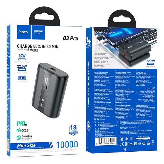 Повербанк HOCO Q3 Pro 10000 mAh 22.5W+PD20W Black (6931474765840), изображение 7