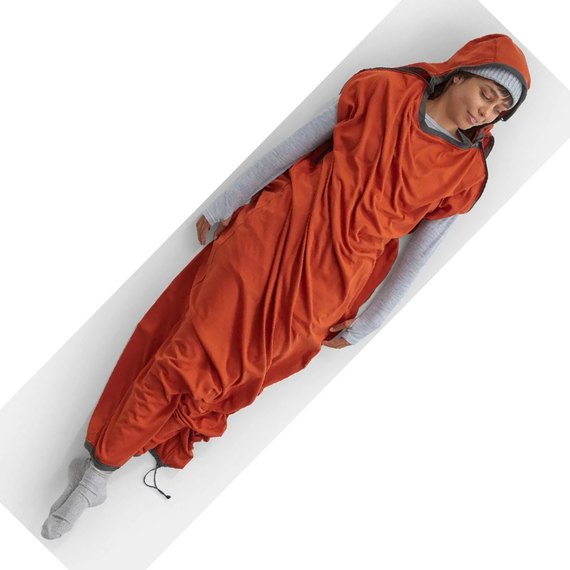 Вкладиш для спального мішка мешка Sea to Summit Reactor Fleece Sleeping Bag Liner Picante Red Compact Mummy w/ Drawcord (STS ASL031031-191902), Максимальний зріст користувача, см: 177 см, зображення 5