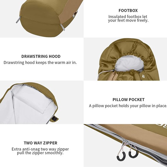 Спальный мешок KingCamp Breeze 70 L Olive KS2020, Цвет : Оливковый, изображение 4