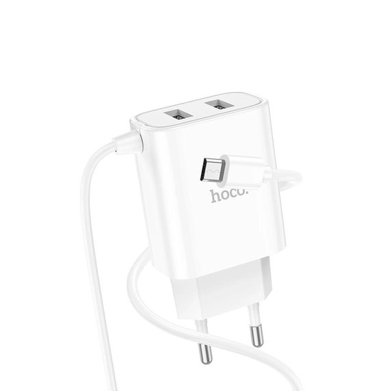 Зарядное устройство Hoco Micro USB Cable Courser dual-port charger C103A 2USB, 2.1A White (000009074), изображение 3