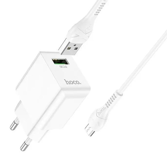 Зарядний пристрій Hoco Micro USB Cable Proton single port charger C98A 1USB. 18W/3A, QC White (000009071), зображення 2