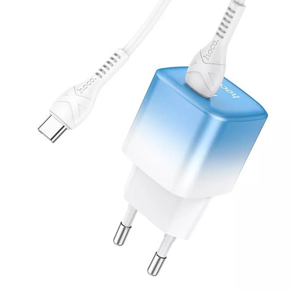 Зарядное устройство Hoco Type-C to Type-C cable single port charge set C101A Type-C, PD, 3A/20W Blue (000009073), изображение 4