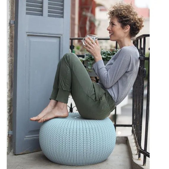 Кресло-пуф садовое пластиковое Keter Knit Seat бежевый (7290106927025), Цвет: Бежевый, изображение 7