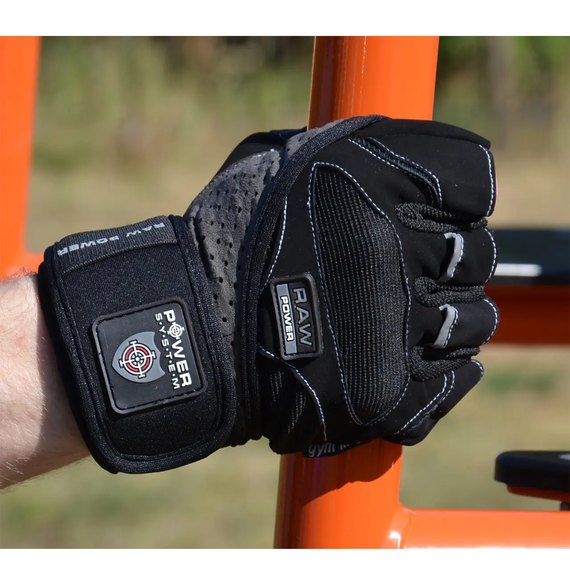 Перчатки для зала Power System Raw Power PS-2850 Black M (PS-2850_M_Black-Grey), Размер: M, Цвет: Чёрный, изображение 4