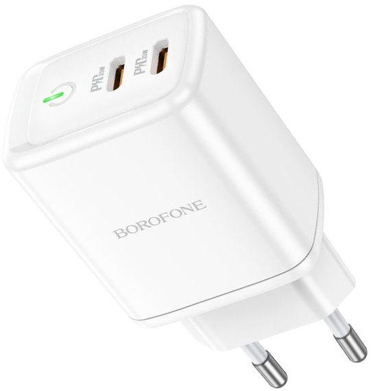 Зарядний пристрій  Borofone Type-C to Lightning Cable Reacher dual Port charger set BN9 2Type-C, 35W/3A, PD/QC White (000009206)