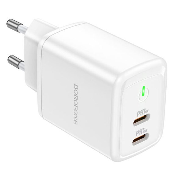 Зарядний пристрій  Borofone Type-C to Lightning Cable Reacher dual Port charger set BN9 2Type-C, 35W/3A, PD/QC White (000009206), зображення 2