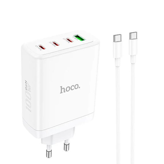 Зарядное устройство Hoco Leader Type-C to Type-C Cable four-port (3c1a) fast charger set N31 4Type-C/1USB, 100W/5A, PD/QC White (000009194), изображение 2