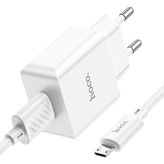 Зарядное устройство Hoco Leisure Micro USB cable single port charger C106A 1USB, 10.5W/2.1A White (000009186), изображение 6