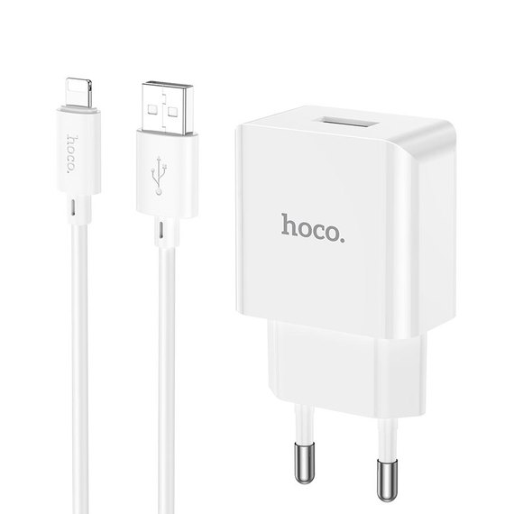 Зарядное устройство Hoco Lightning Cable Leisure single port charger C106A 1USB, 10.5W/2.1A White (000009185), изображение 2