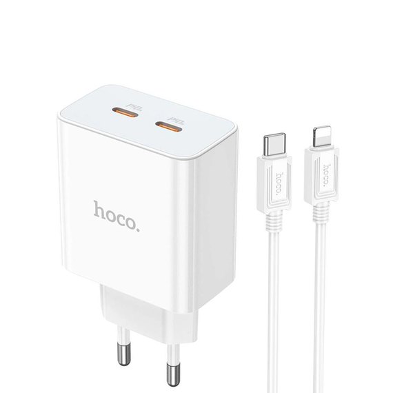Зарядное устройство Hoco Type-C to Lightning Cable Leader dual port (2C) charger C108A 2Type-C, 35W/3A, PD/QC White (000009189), изображение 2