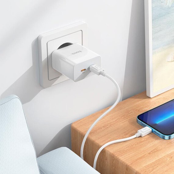 Зарядное устройство Hoco Type-C to Lightning Cable Leader dual port (2C) charger C108A 2Type-C, 35W/3A, PD/QC White (000009189), изображение 9