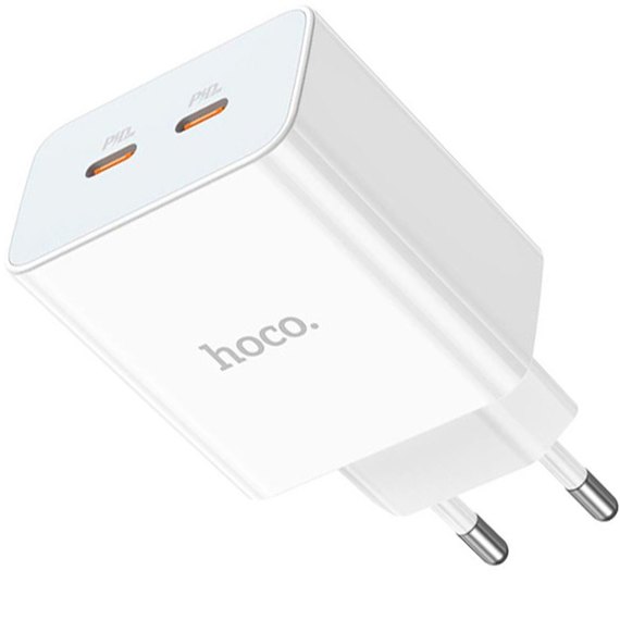 Зарядное устройство Hoco Type-C to Lightning Cable Leader dual port (2C) charger C108A 2Type-C, 35W/3A, PD/QC White (000009189)