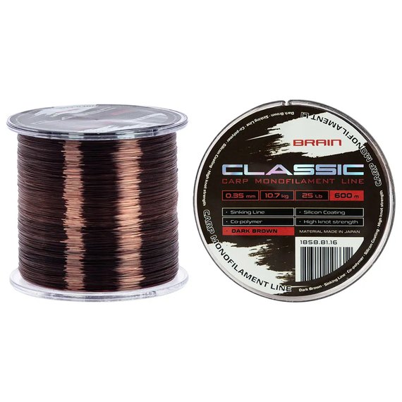 Леска Brain Classic Carp Line 600m 0,35mm 10,7kg 25lb Dark brown (1858.81.16), Диаметр, мм: 0.35 мм