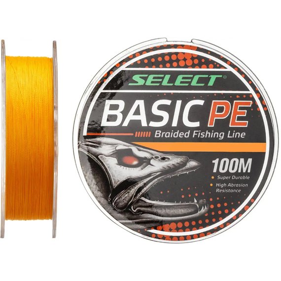 Шнур Select Basic PE 100m 0.14mm 15lb/6.8kg оранжевый (1870.27.55), Диаметр, мм: 0.14 мм, Разрывная нагрузка, кг : 6.8 кг