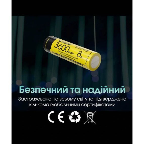Акумулятор 18650 Nitecore 3.6V 3600 mAh NL1836HP (6-1514_hp), зображення 12