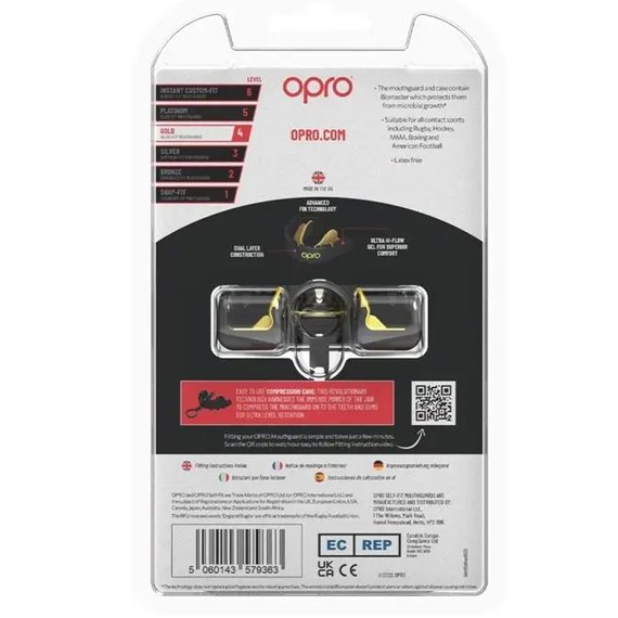 Капа для бокса OPRO Gold Braces под брекеты (возраст 11+) Black/Gold (art.102506001), изображение 5