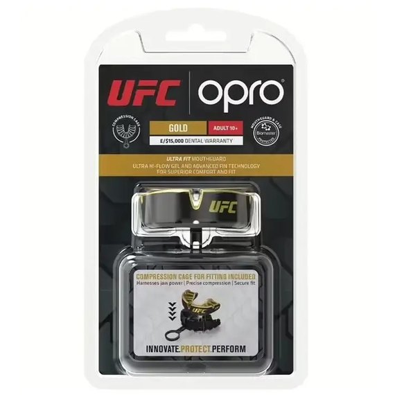 Капа для боксу OPRO Gold UFC (возраст 11+) Black/Gold (art.102516001), зображення 3