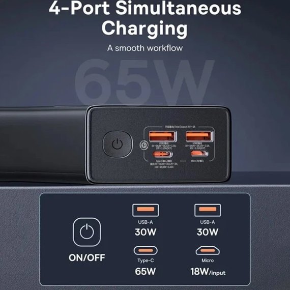 Повербанк Baseus Star-Lord Digital Display Fast Charging 30000 mAh 65W Cluster Black (P10022908113-00), изображение 7