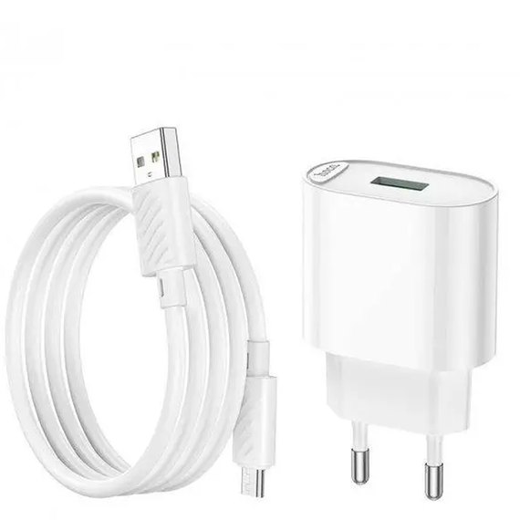 Зарядное устройство Hoco Micro USB Cable Fighter single port charger C109A 1USB, 18W/3A, QC White (000009192), изображение 4