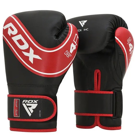 Боксерские перчатки RDX 4B Robo Kids Red/Black 6 ун. (JBG-4R-6oz), Вес: 6 унций, Цвет: Красный/Чёрный