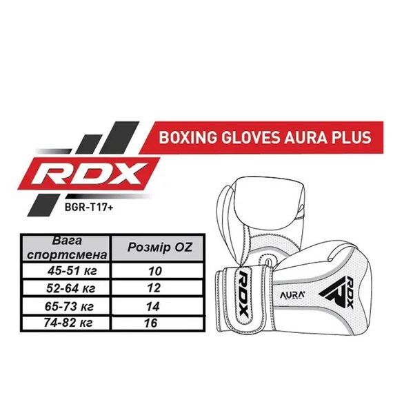 Боксерские перчатки RDX AURA PLUS T-17 Black Golden 14 ун. (BGR-T17BGL-14OZ+), Вес: 14 унций, Цвет: Чёрный/Золотой, изображение 6