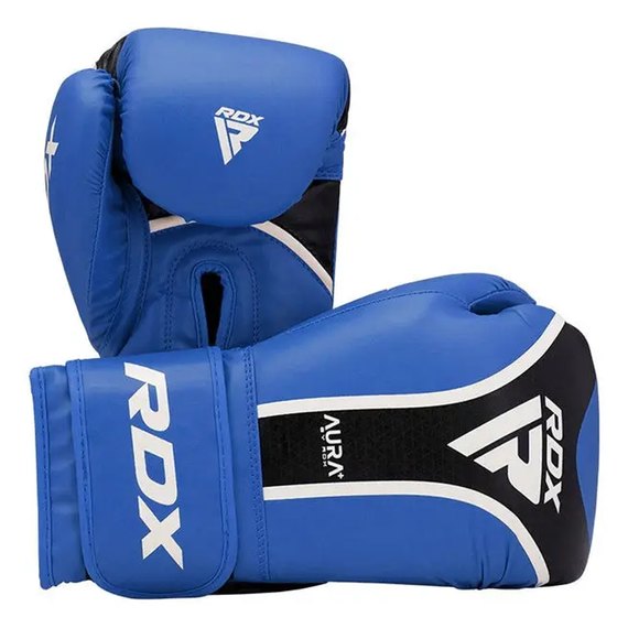 Боксерські рукавички RDX AURA PLUS T-17 Blue/Black 10 ун. (BGR-T17UB-10OZ+), Вага: 10 унцій, Колір: Синій/Чорний, зображення 2