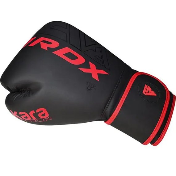 Боксерські рукавички RDX F6 Kara Matte Red 10 ун. (BGR-F6MR-10OZ), Вага: 10 унцій, Колір: Чорний/Червоний, зображення 8