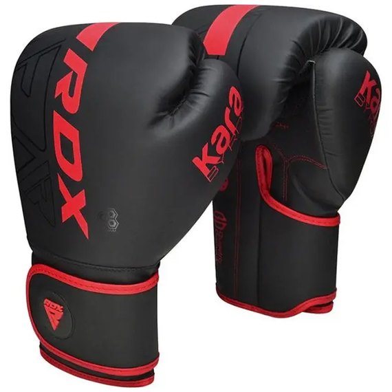 Боксерские перчатки RDX F6 Kara Matte Red 12 унц (BGR-F6MR-12OZ), Вес: 12 унций, Цвет: Чёрный/Красный, изображение 2