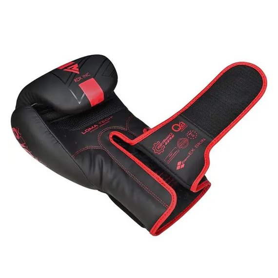 Боксерські рукавички RDX F6 Kara Matte Red 16 ун. (BGR-F6MR-16OZ), Вага: 16 унцій, Колір: Чорний/Червоний, зображення 5