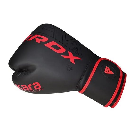 Боксерські рукавички RDX F6 Kara Matte Red 16 ун. (BGR-F6MR-16OZ), Вага: 16 унцій, Колір: Чорний/Червоний, зображення 6