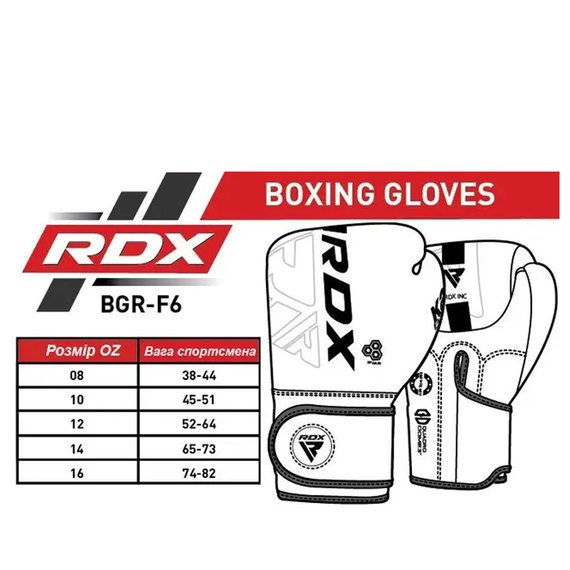 Боксерские перчатки RDX F6 Kara Matte White 10 унц (BGR-F6MW-10OZ), Вес: 10 унций, Цвет: Черный/Белый, изображение 8
